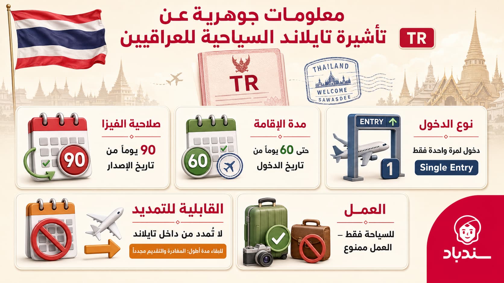 Key information about Thailand TR tourist visa for Iraqi citizens, including validity, stay duration and entry rules