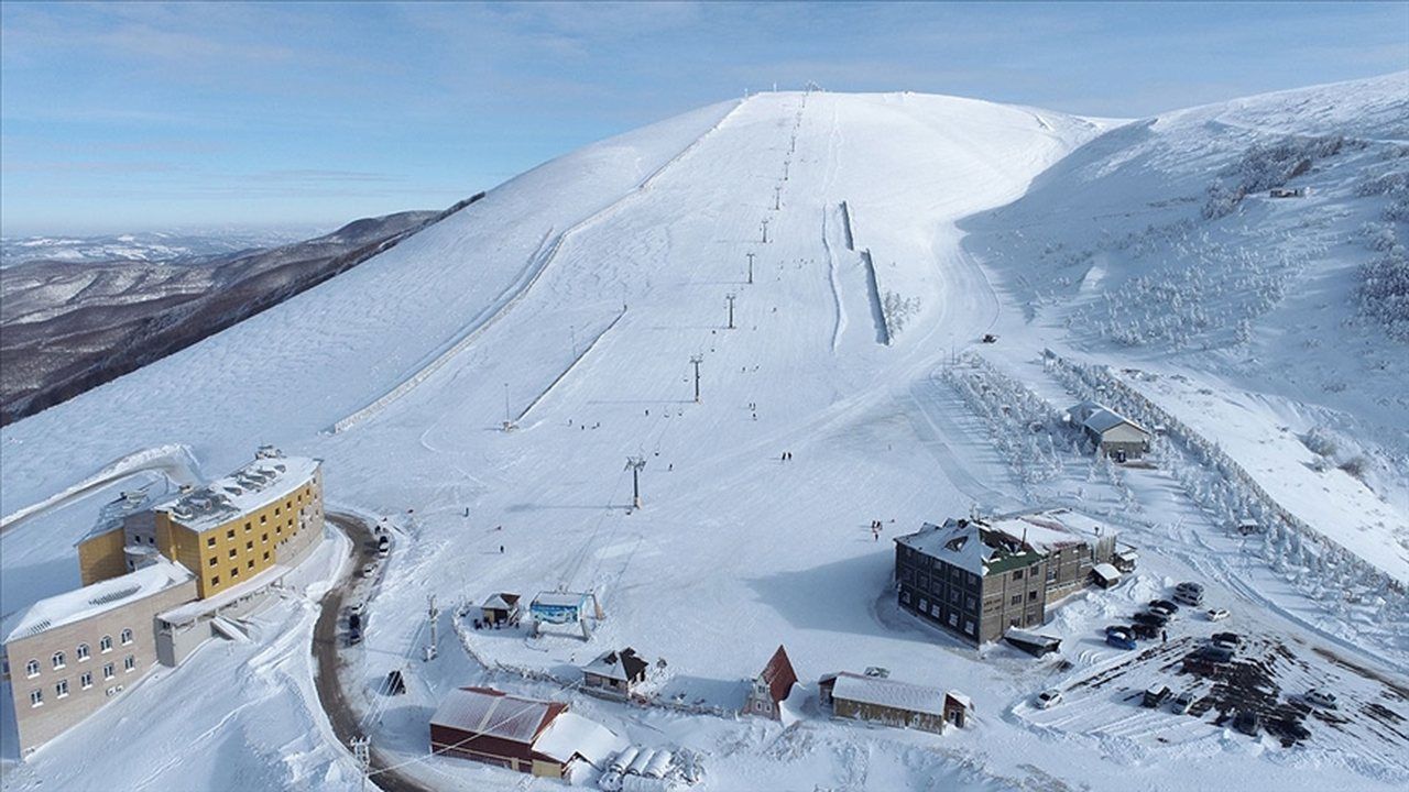 Snow-covered slopes at Akdağ Ski Centre near Ladik in Samsun