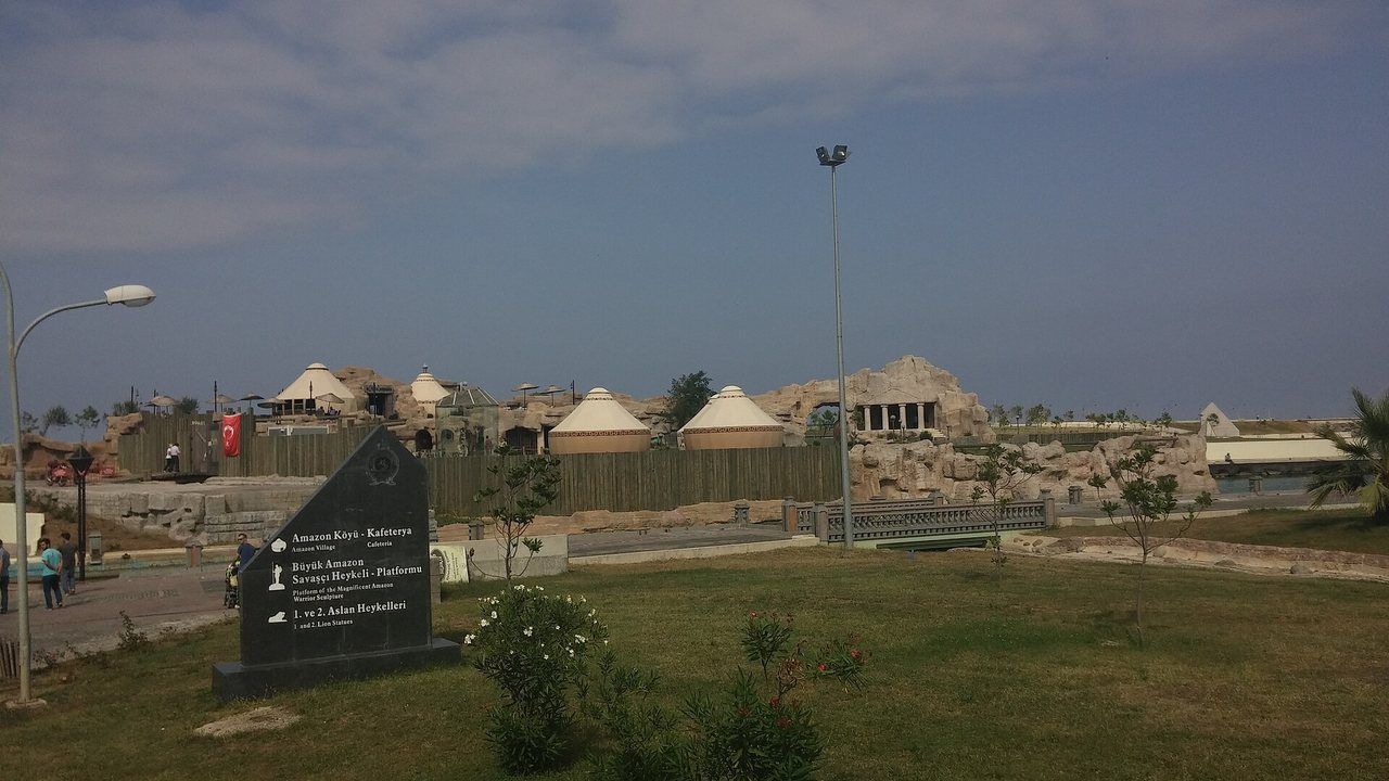 Wide view of Amazon Village cultural attraction in Samsun