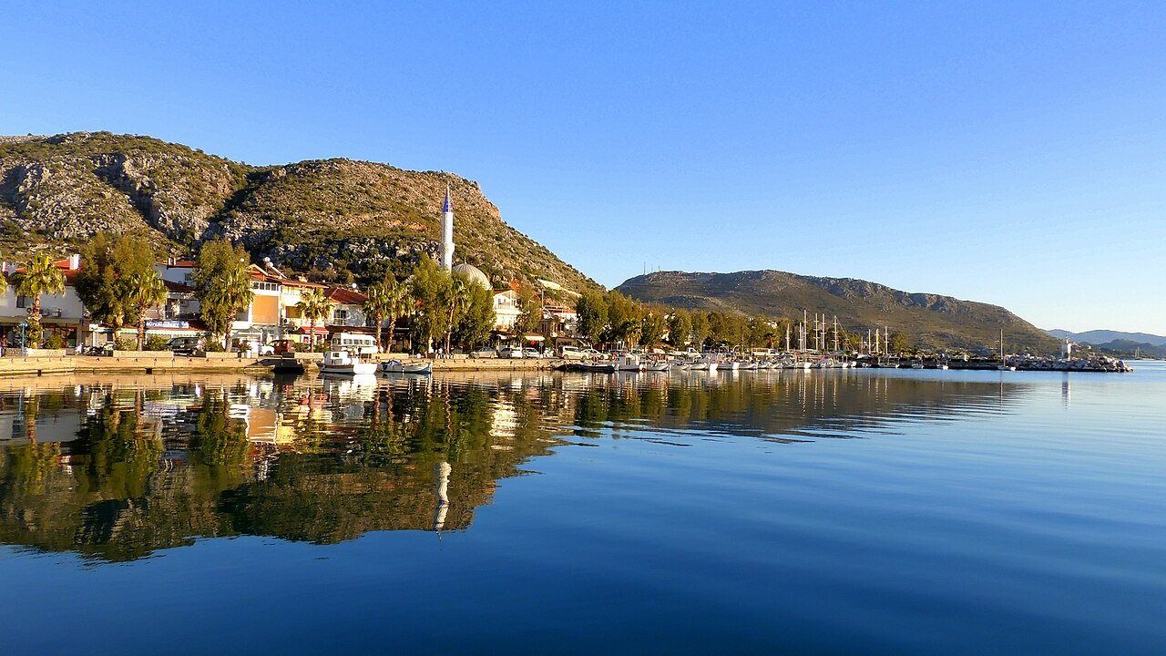 Calm waterfront village and mountain scenery on the Bozburun Peninsula.