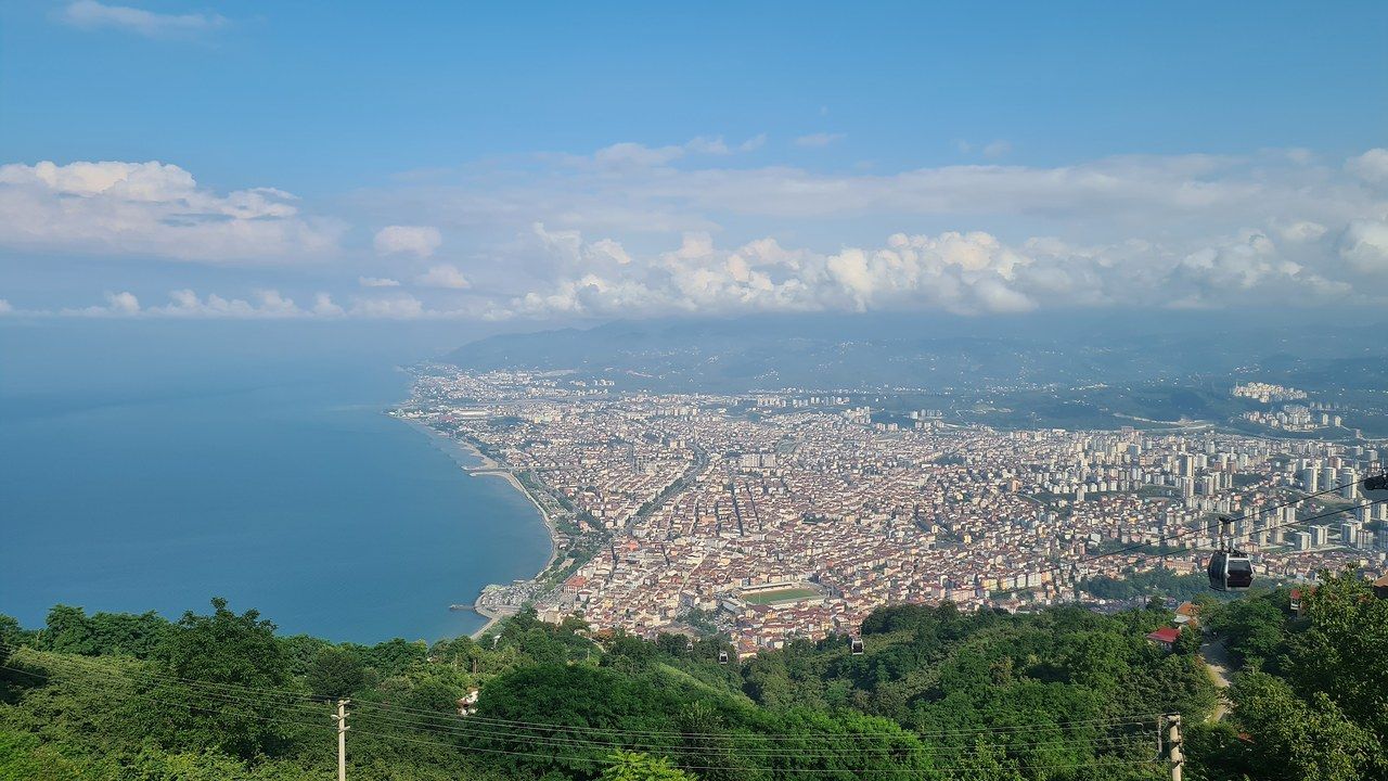 Panoramic view of Ordu and the Black Sea from Boztepe hill