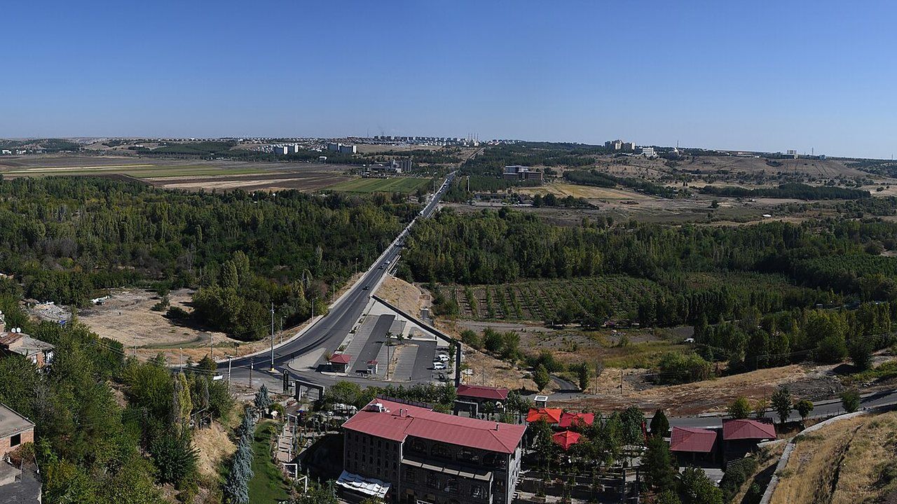 Historic black basalt city walls overlooking the landscape of Diyarbakır