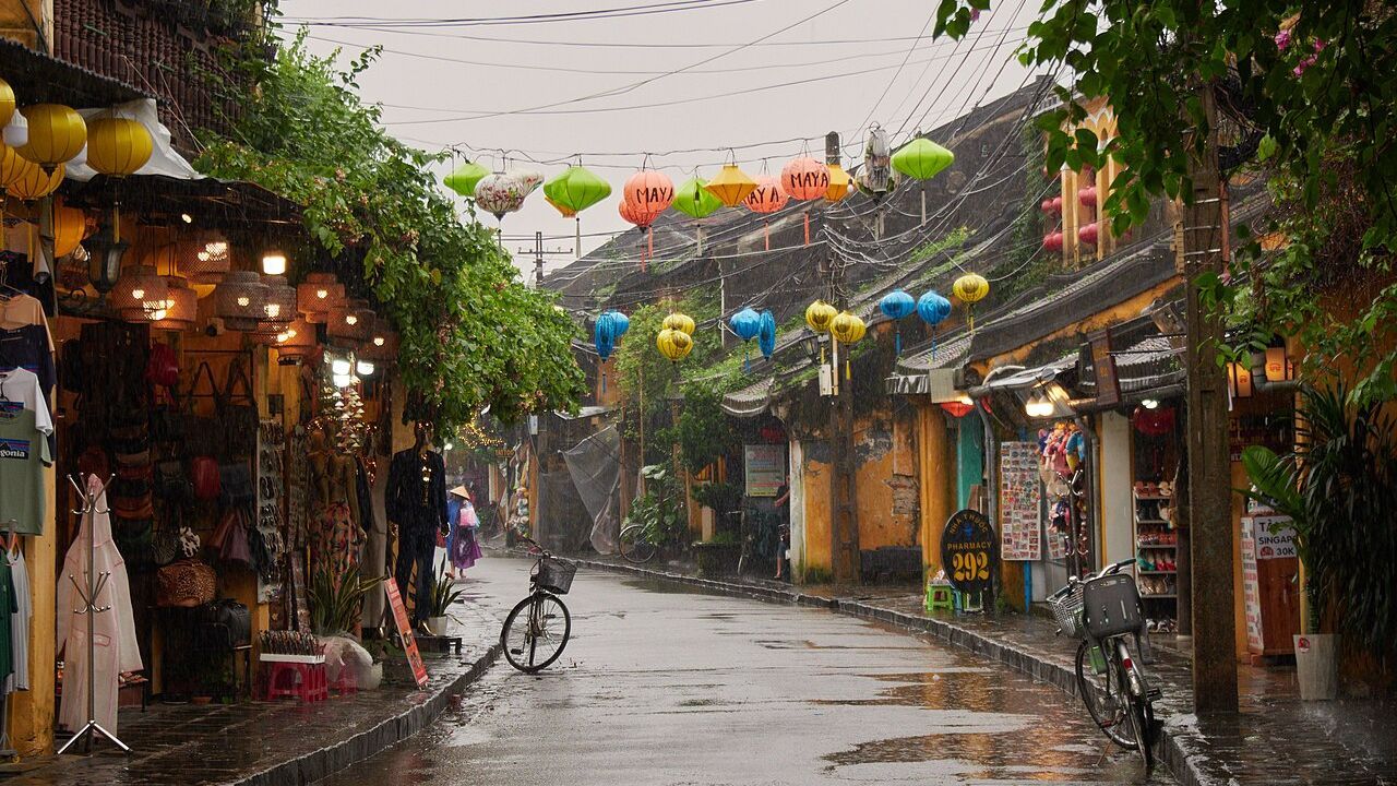 Lantern-lined street in Hoi An Ancient Town Vietnam