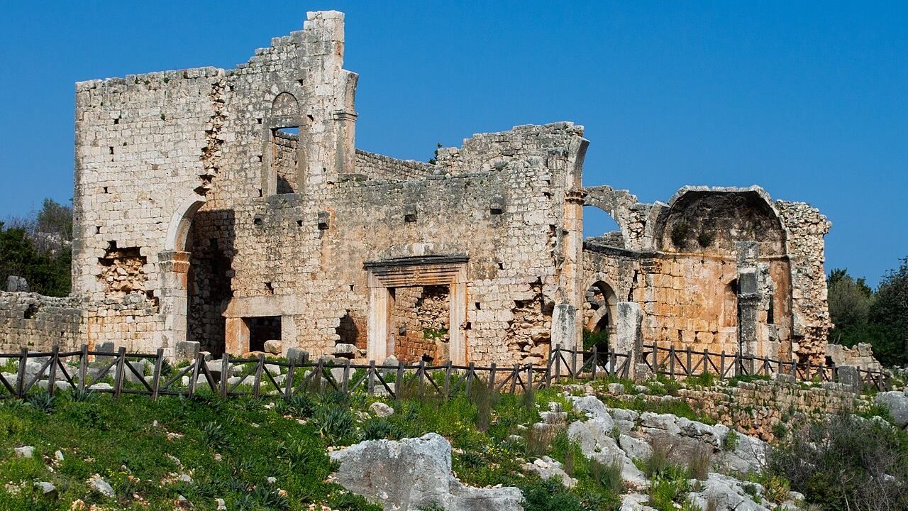 Historic basilica ruins in the ancient archaeological valley of Kanlidivane.
