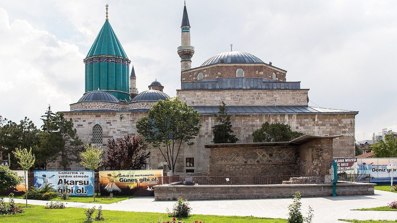 Mevlana Museum with its iconic turquoise dome in Konya