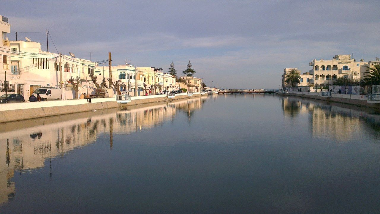 Wide waterfront view of La Goulette in Tunis, Tunisia