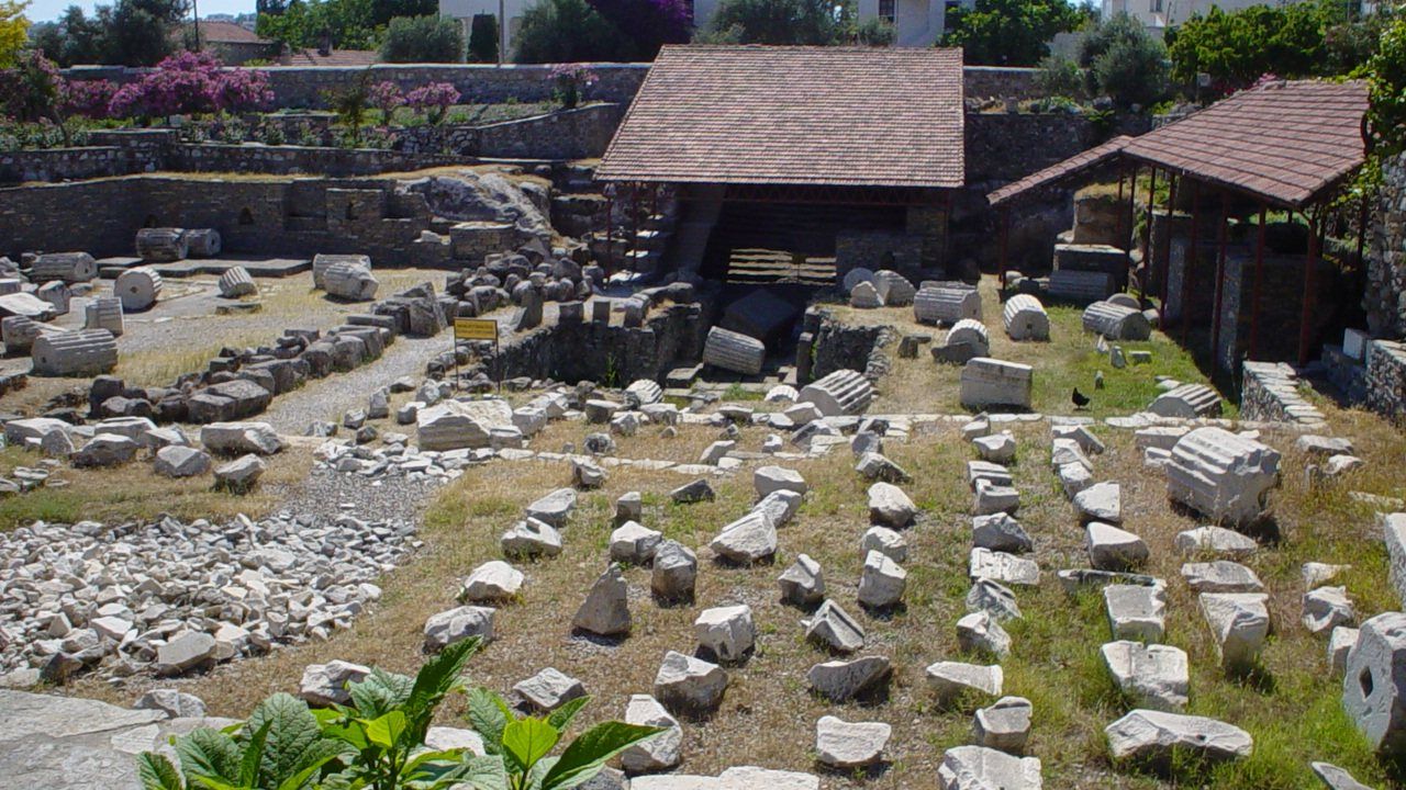Archaeological ruins of the Mausoleum at Halicarnassus in Bodrum