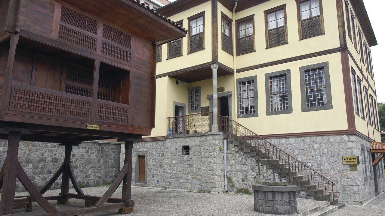 Wide exterior view of Rize Museum and Ataturk House in Rize, Turkey