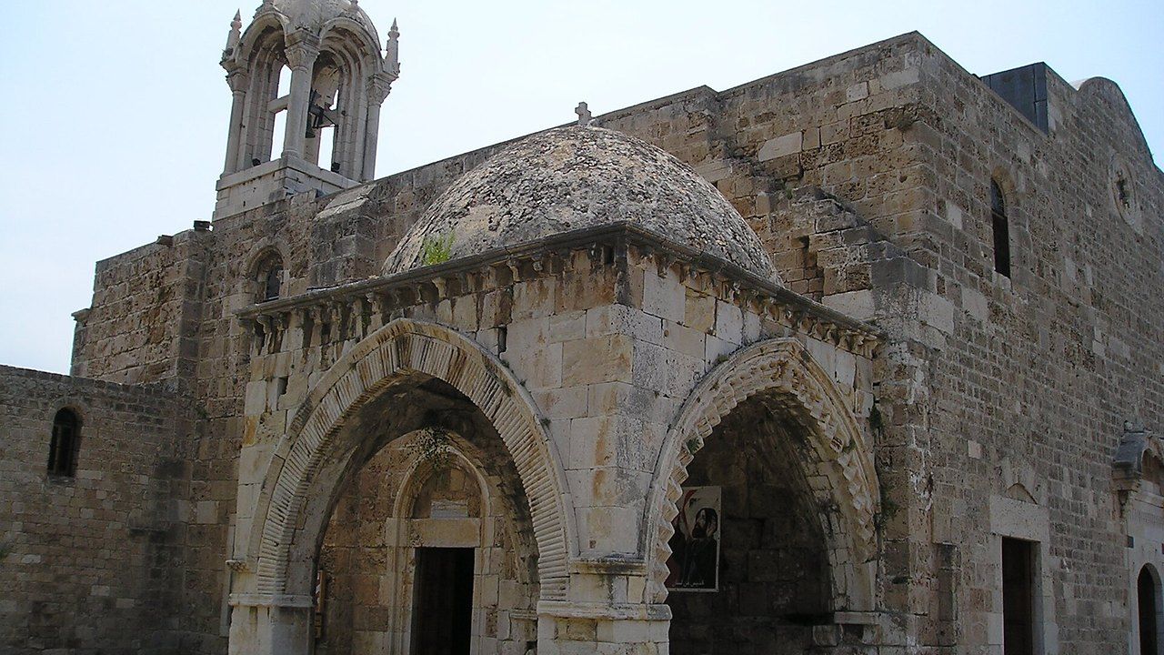 Historic stone exterior of Saint John Mark Church in Byblos