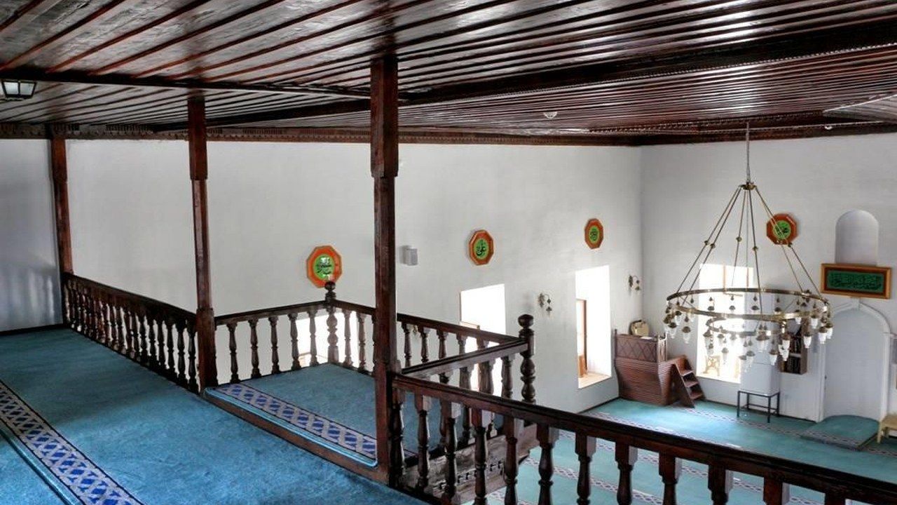 istoric wooden interior of Rüstem Pasha Mosque in Sapanca