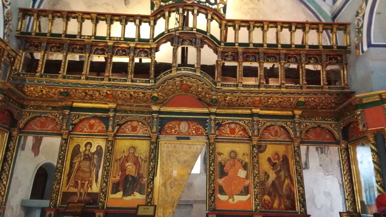 Historic iconostasis inside Aya Eleni Church in Sille, Konya