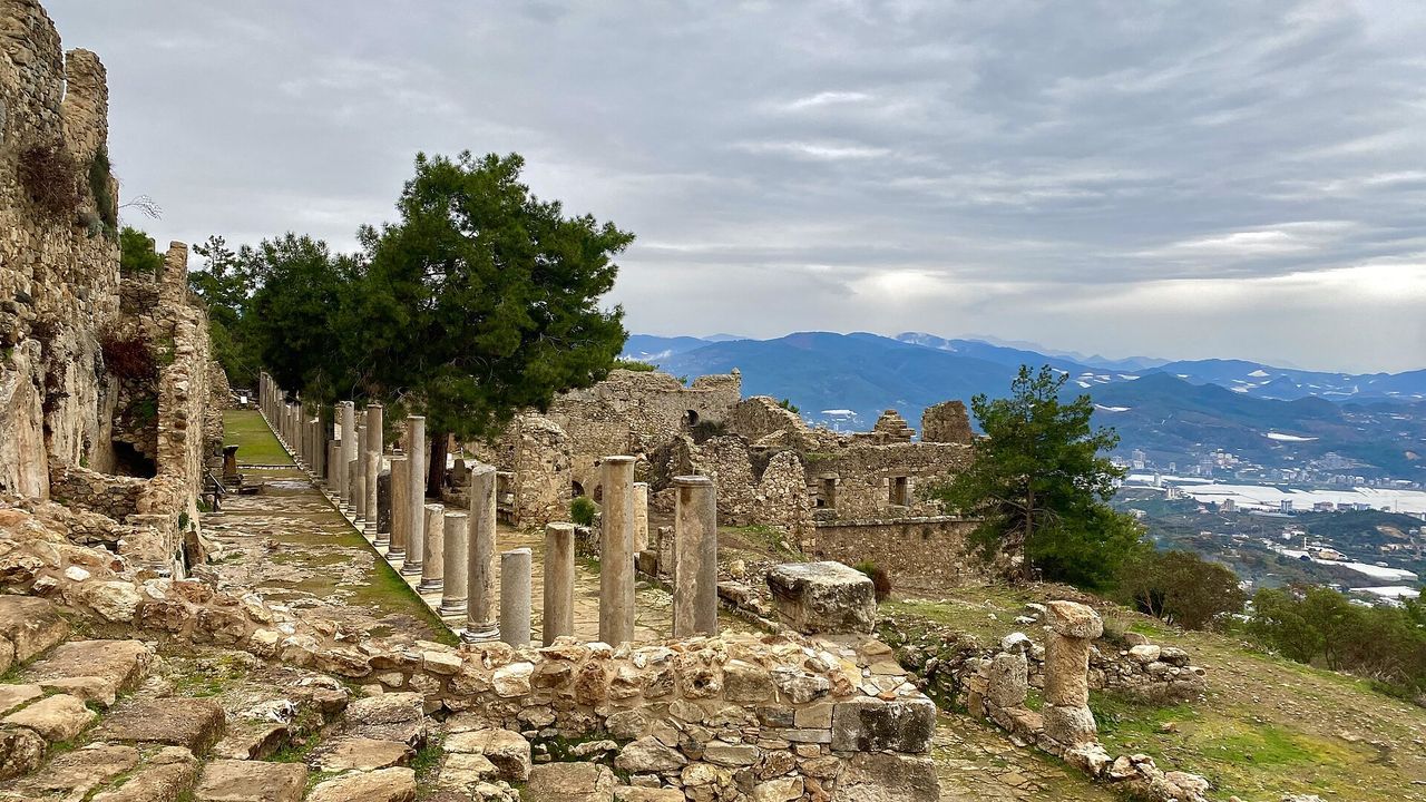 Ancient ruins and mountain landscape at Syedra near Alanya