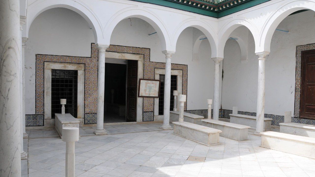 Historic courtyard of Tourbet El Bey in the Medina of Tunis, Tunisia