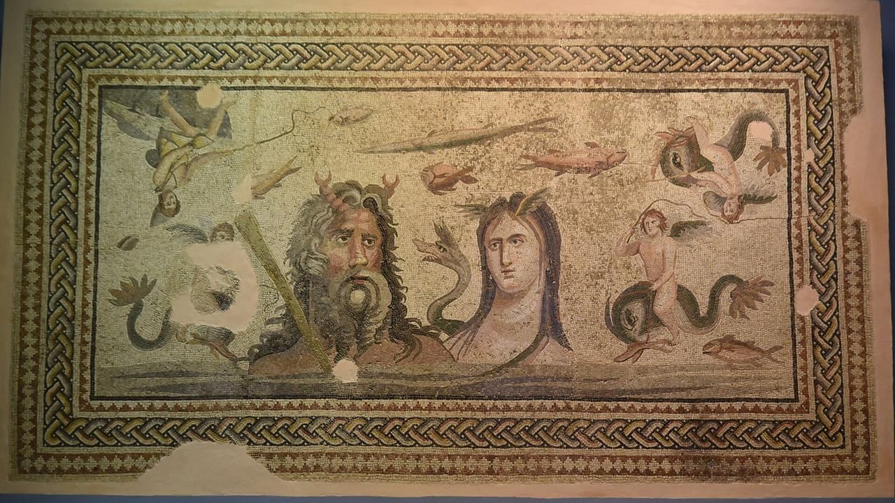 Wide interior view of the Zeugma Mosaic Museum in Gaziantep, Turkey